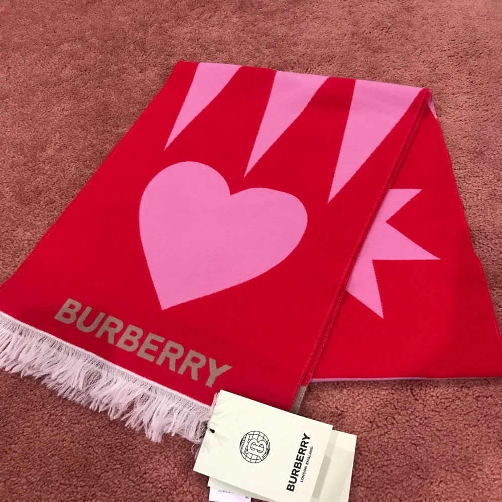 Host pick Burberry Authentic winter scarf pink and red